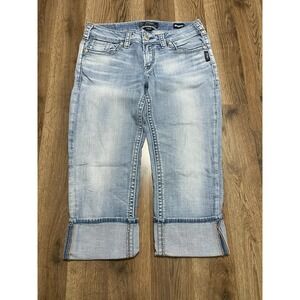 Silver Jeans, Women's Size 29/22, Blue, Denim, Super Stretch AIKO MID CAPRI